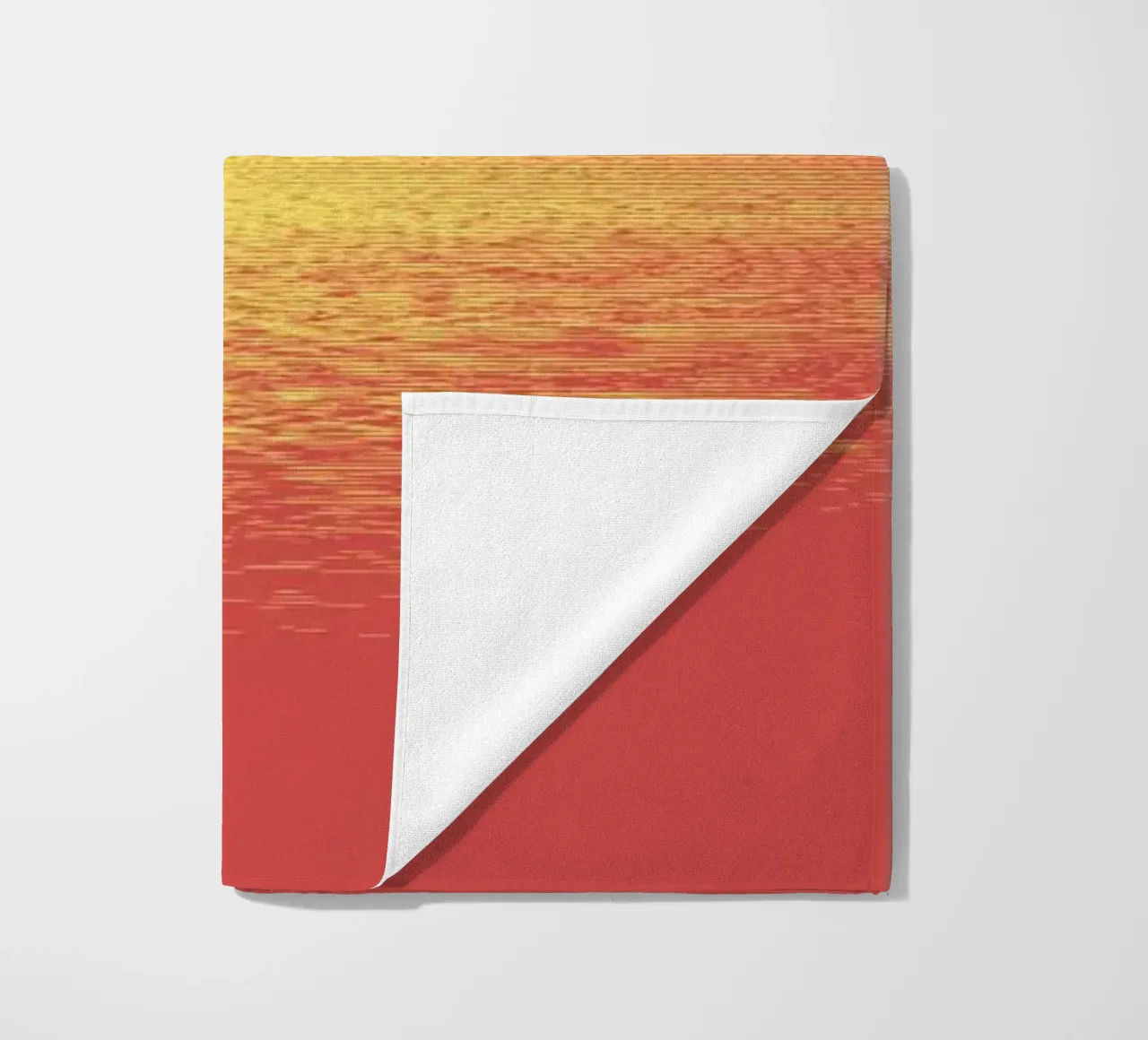 Abstract dynamic horizontal pattern in red and yellow beach towel by Something for you