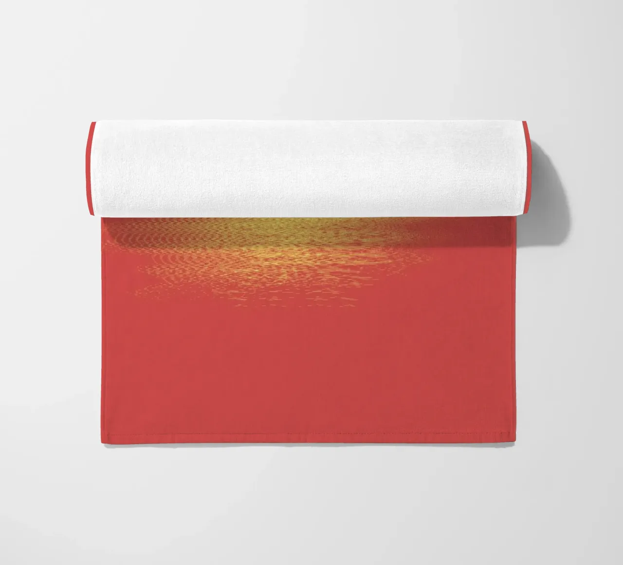 Abstract dynamic horizontal pattern in red and yellow beach towel by Something for you