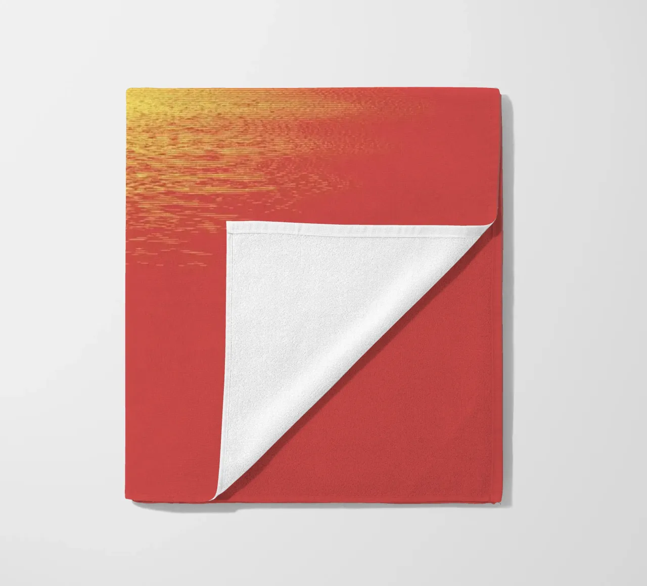 Abstract dynamic horizontal pattern in red and yellow beach towel by Something for you