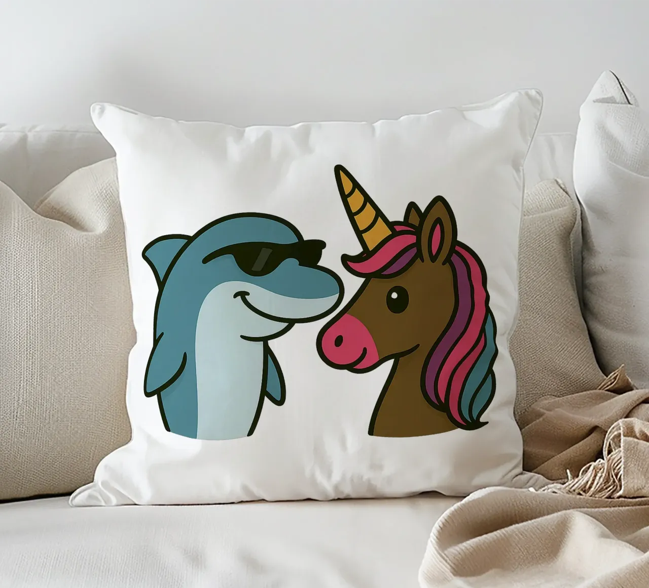 Einhorn & Delfin cuscino da Vintage Van Gogh