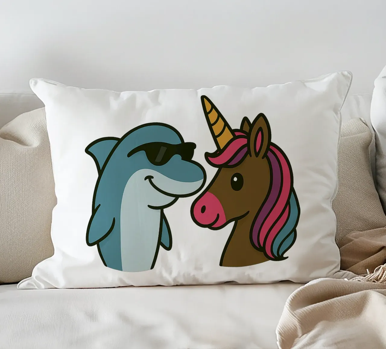 Einhorn & Delfin cuscino da Vintage Van Gogh