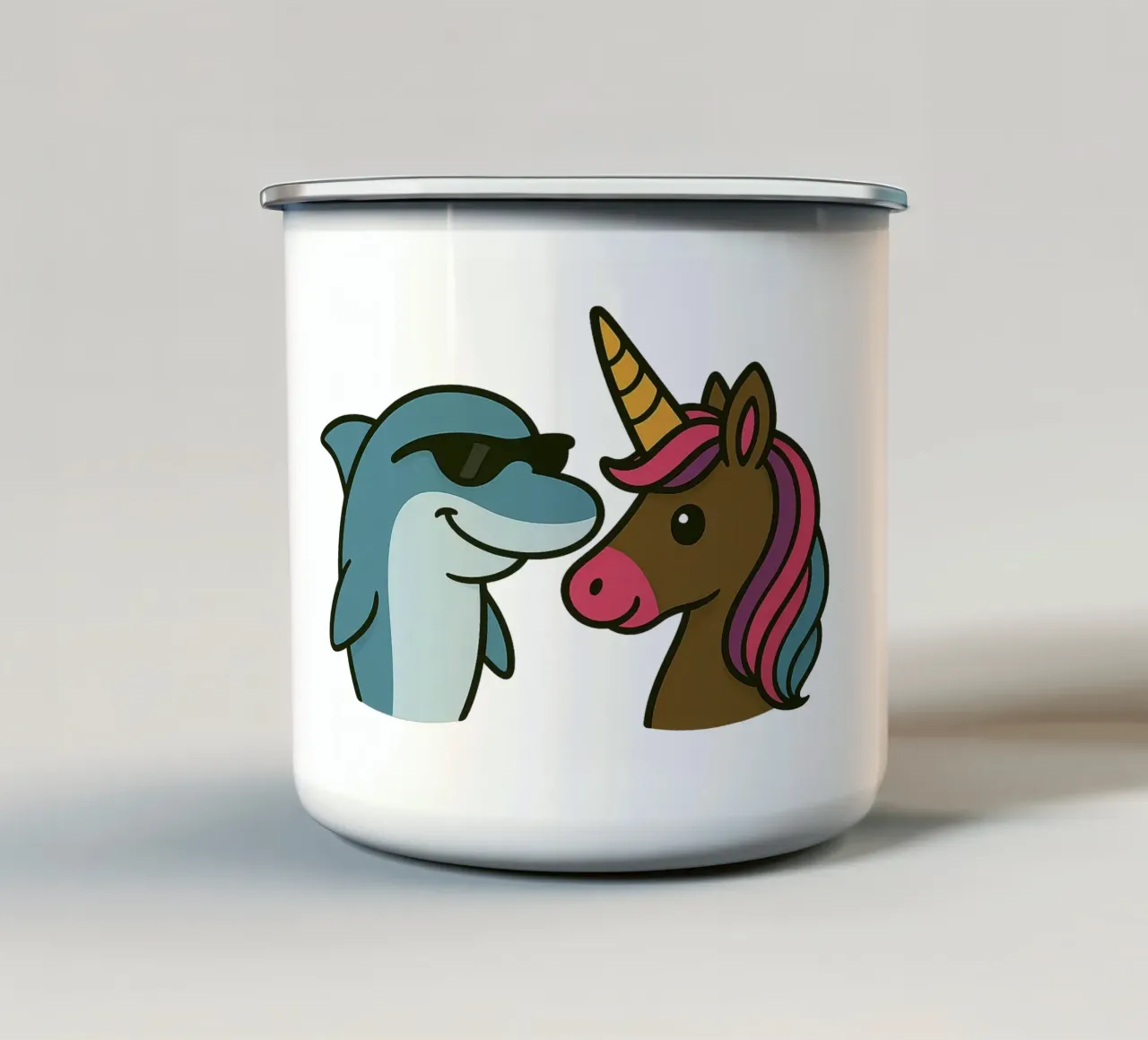Einhorn & Delfin tazza in smalto da Vintage Van Gogh