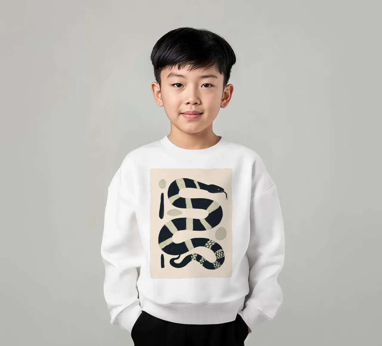 Serpente bianco e nero felpa bambino da ThingDesign