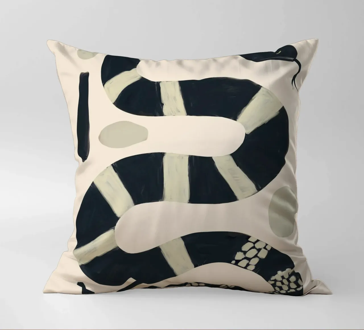Serpente bianco e nero cuscino da ThingDesign