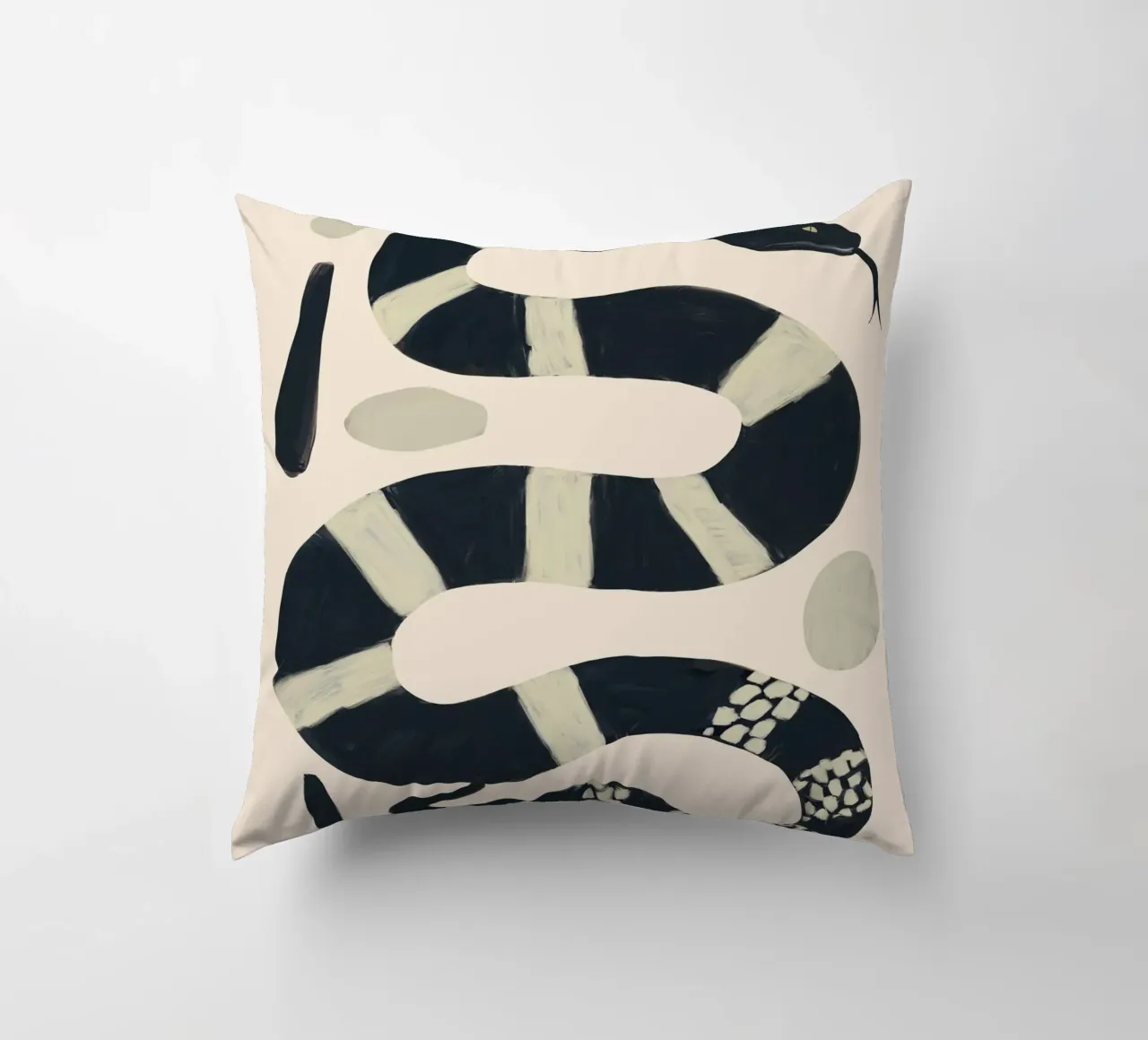 Serpente bianco e nero cuscino da ThingDesign