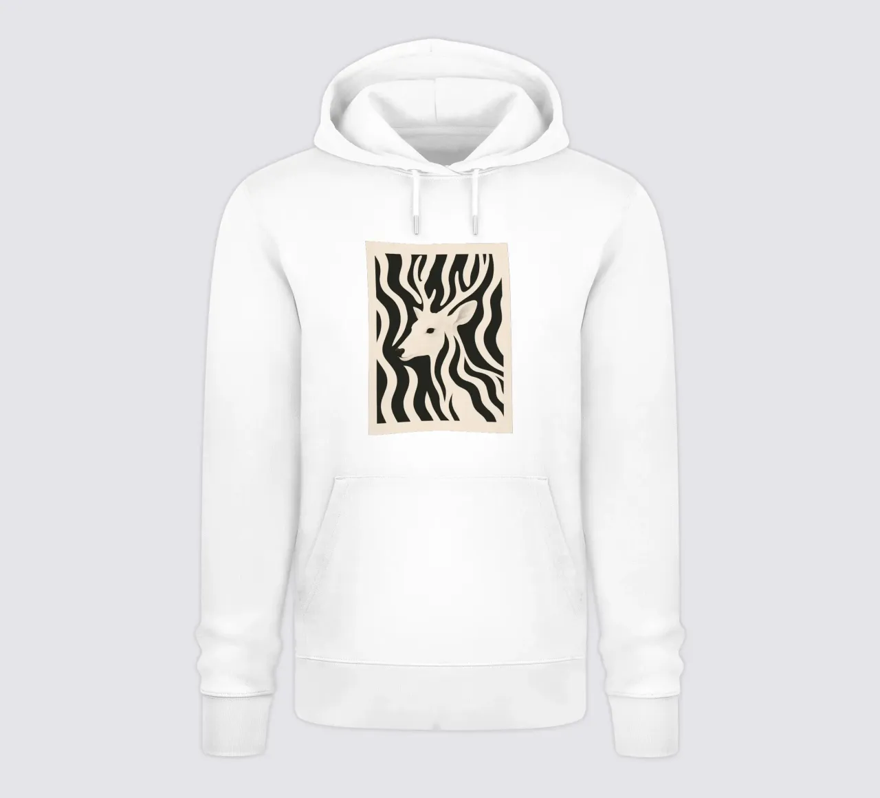 Cervo in bianco e nero felpa con cappuccio da ThingDesign