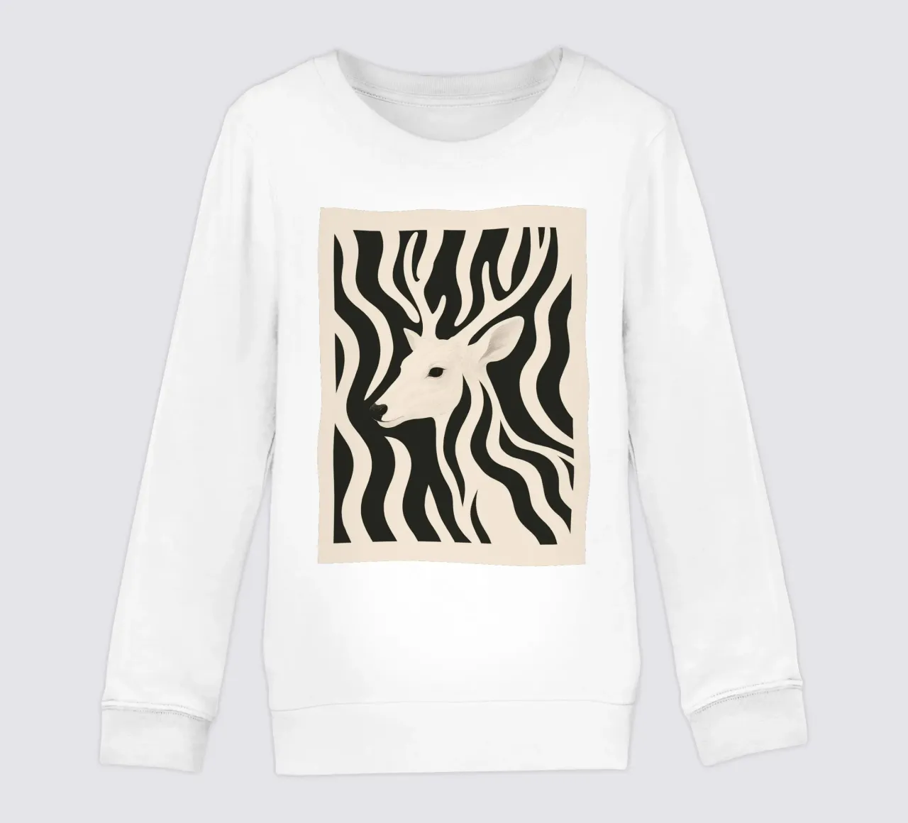 Cervo in bianco e nero felpa bambino da ThingDesign
