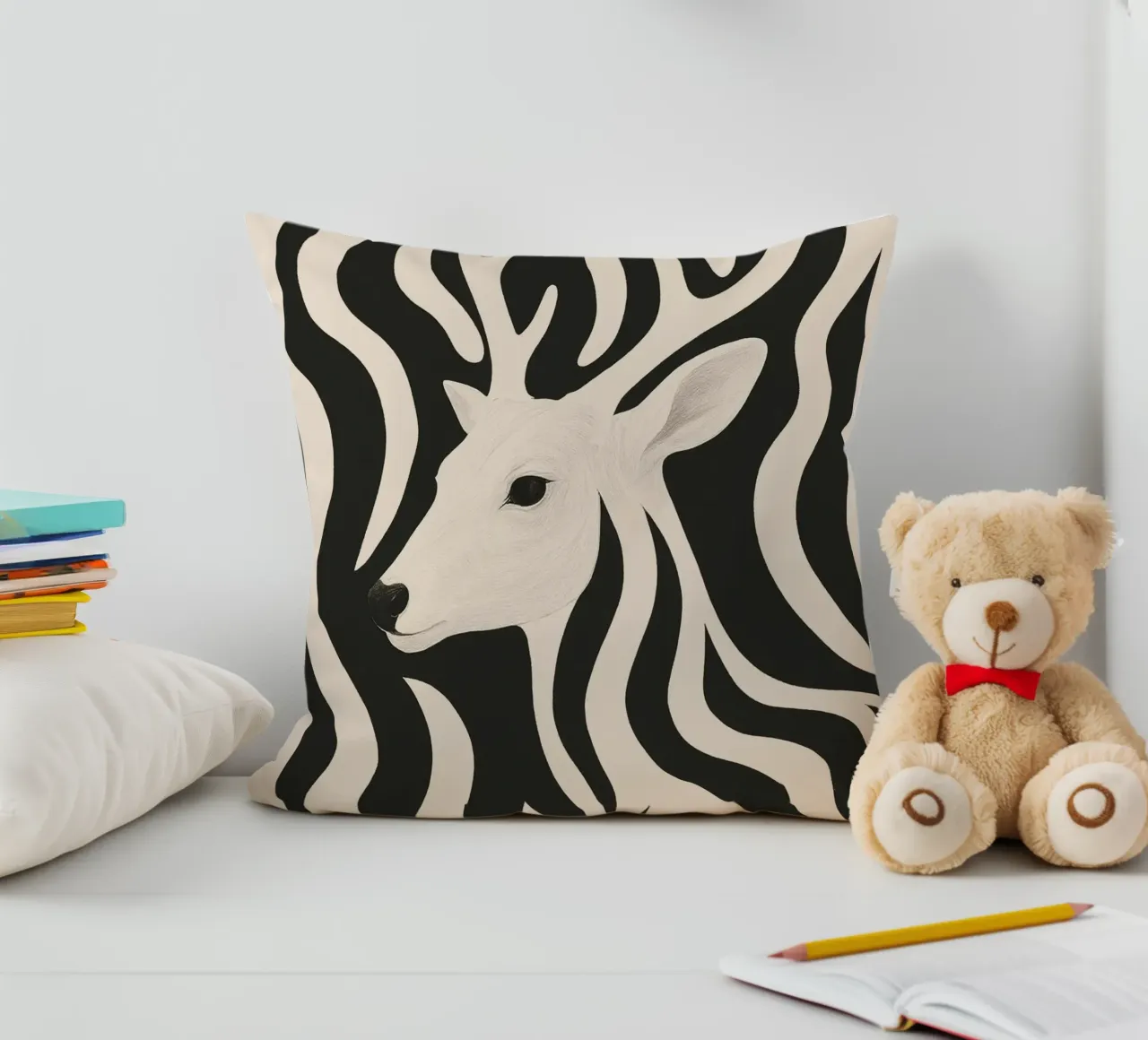 Cervo in bianco e nero cuscino da ThingDesign
