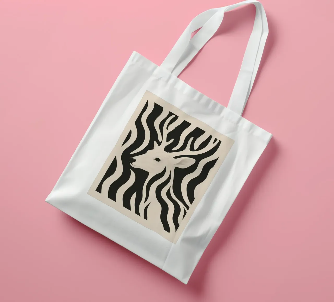 Cervo in bianco e nero borsa in juta da ThingDesign