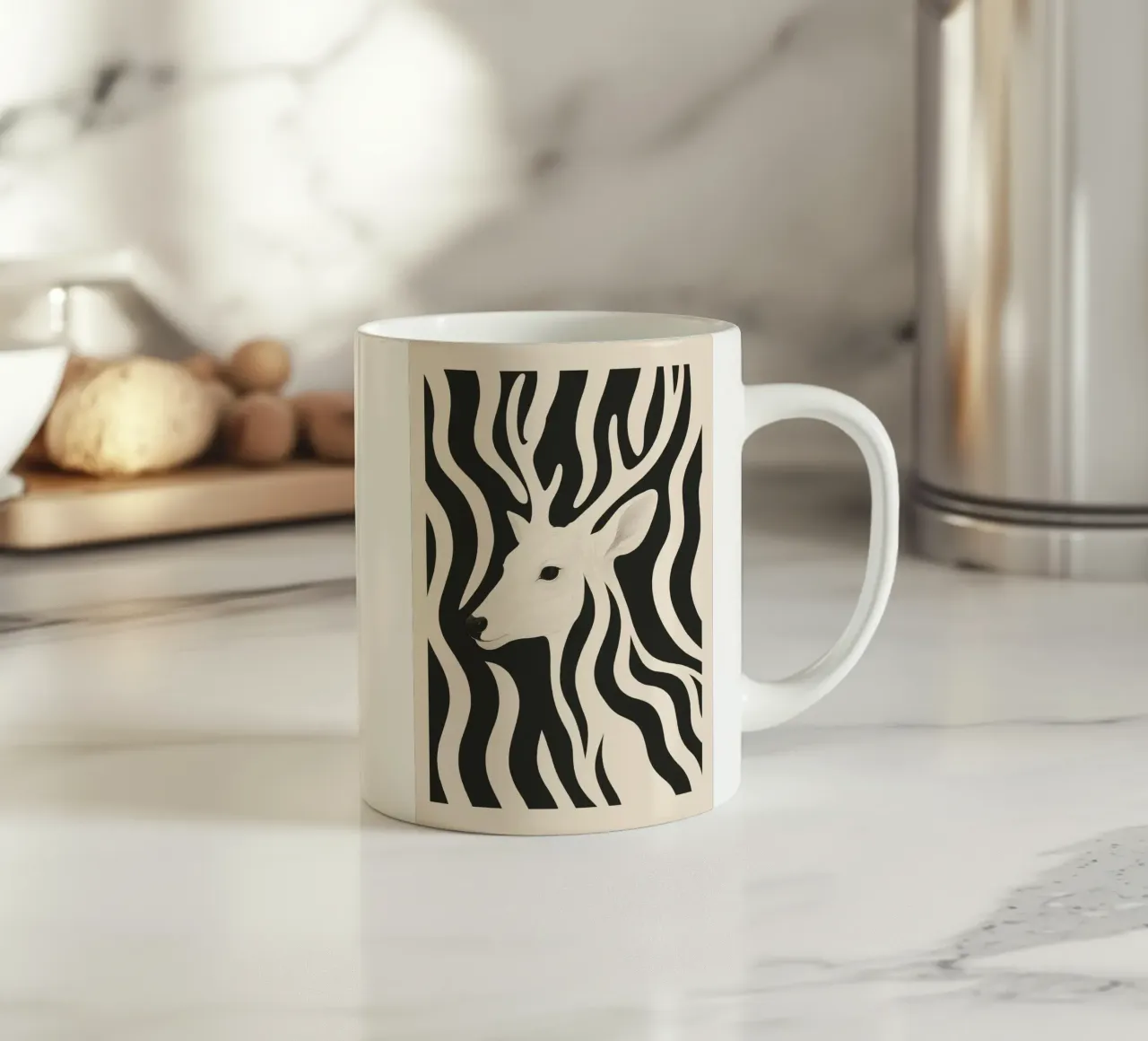 Cervo in bianco e nero tazza in ceramica da ThingDesign