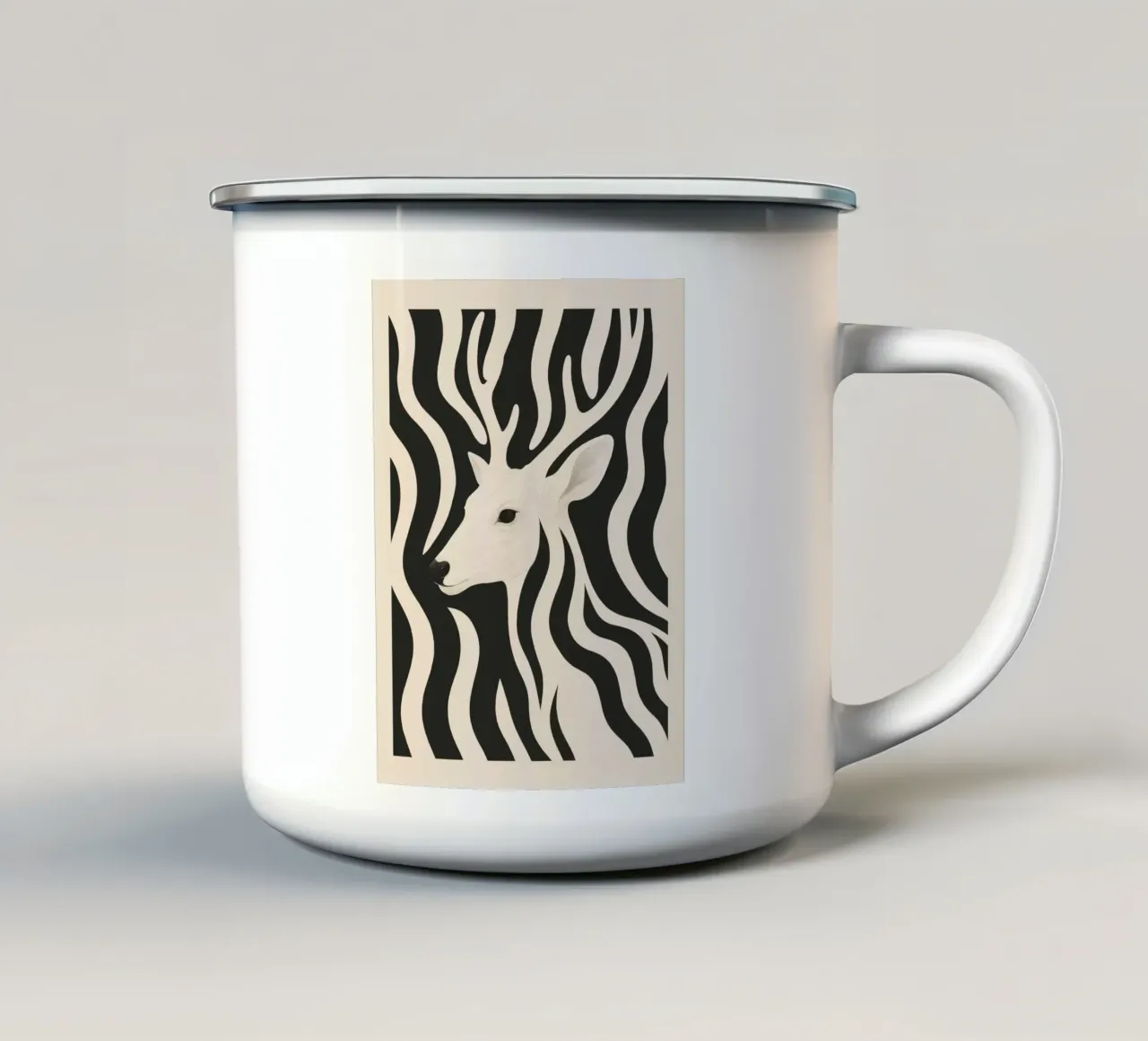 Cervo in bianco e nero tazza in smalto da ThingDesign