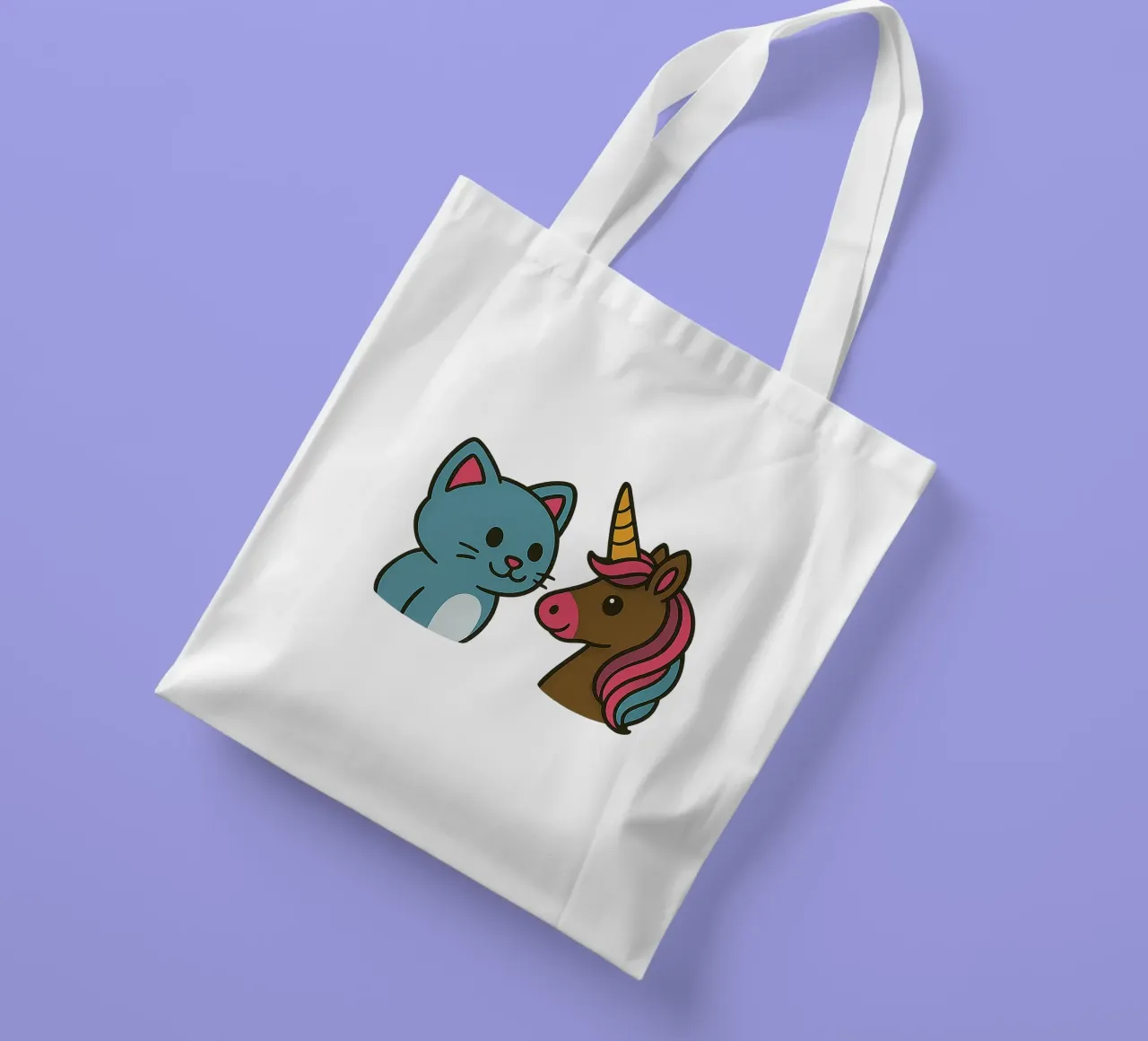 Einhorn & Kätzchen borsa in juta da Vintage Van Gogh