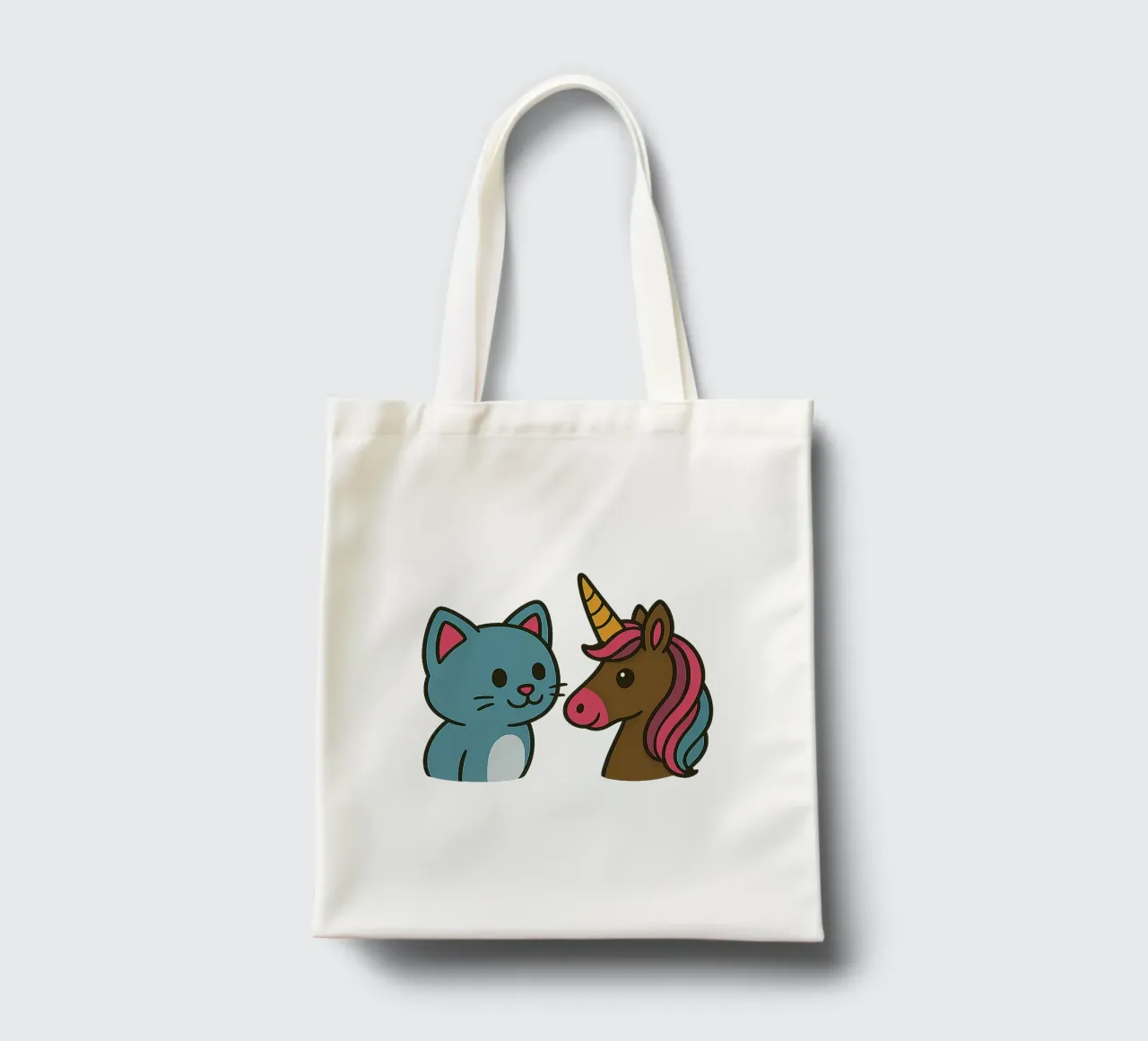Einhorn & Kätzchen borsa in juta da Vintage Van Gogh