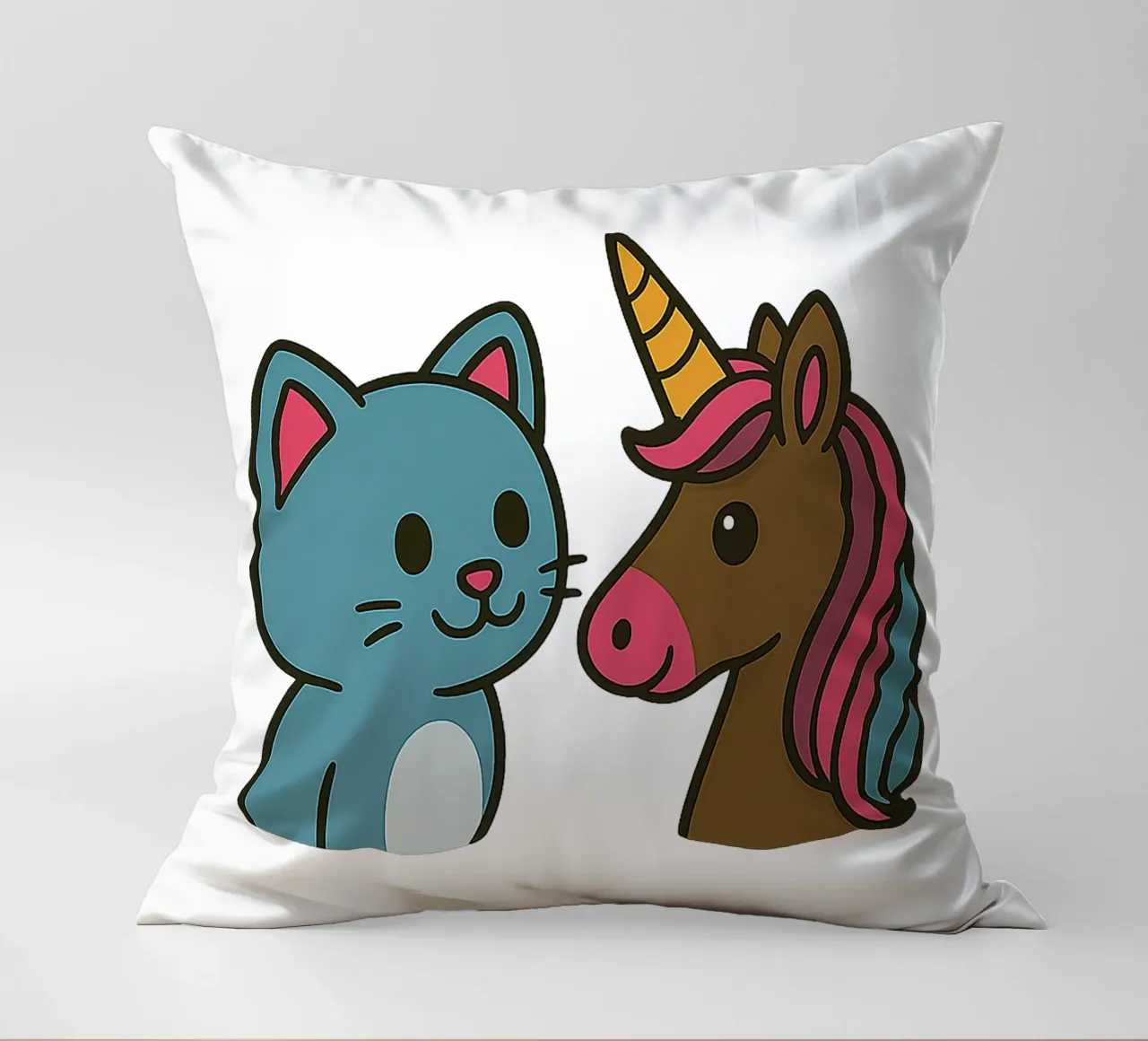 Einhorn & Kätzchen cuscino da Vintage Van Gogh