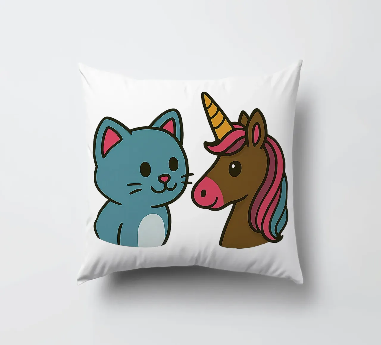 Einhorn & Kätzchen cuscino da Vintage Van Gogh