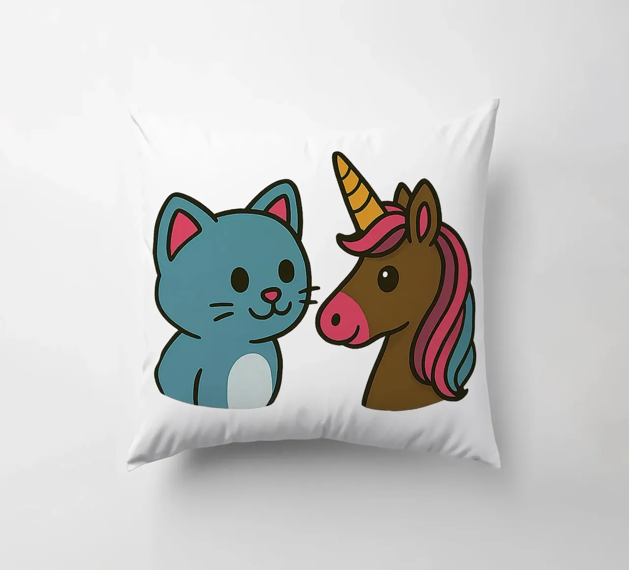 Einhorn & Kätzchen cuscino da Vintage Van Gogh