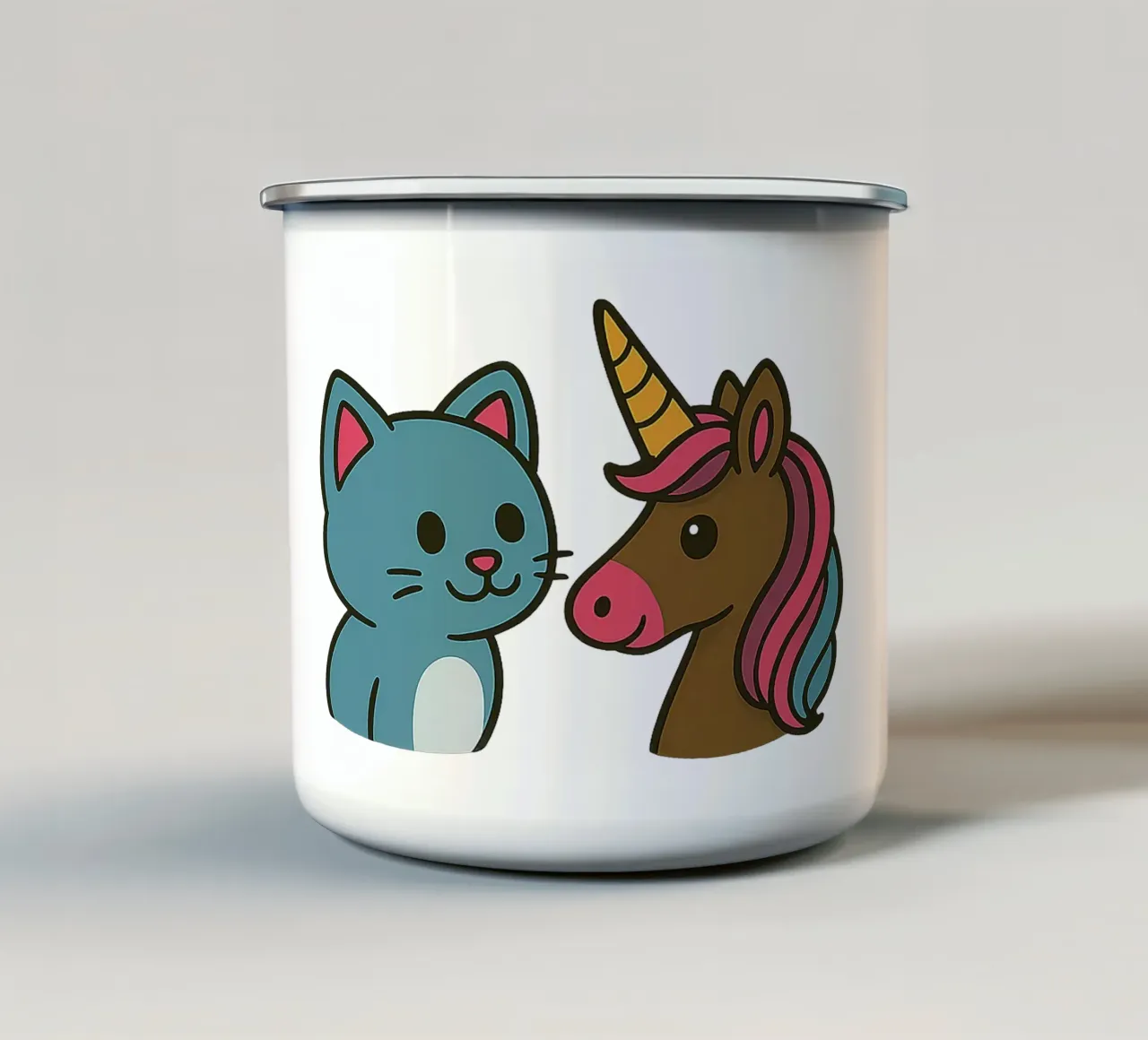 Einhorn & Kätzchen tazza in smalto da Vintage Van Gogh