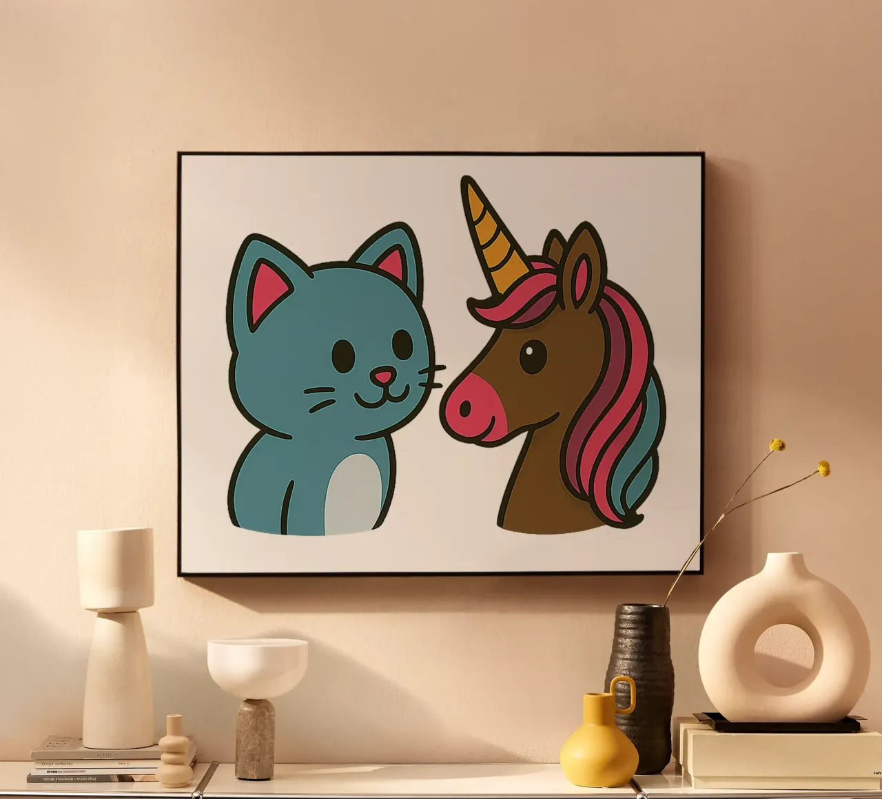 Einhorn & Kätzchen alluminio dibond da Vintage Van Gogh