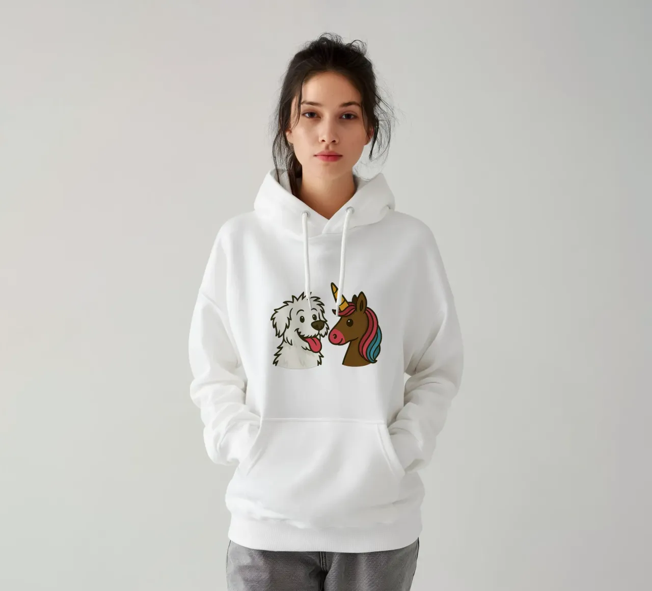 Einhorn & Hündchen felpa con cappuccio da Vintage Van Gogh
