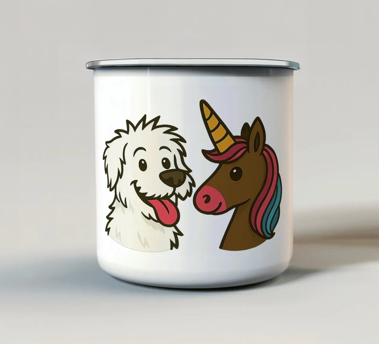 Einhorn & Hündchen tazza in smalto da Vintage Van Gogh