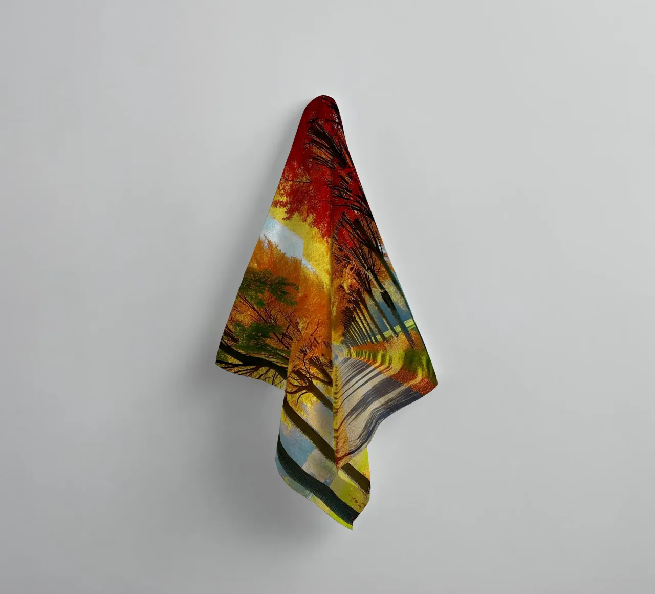 Albero_alleato_autunno_1 asciugamano da bagno da Fantasie & Mystikwelten by LK