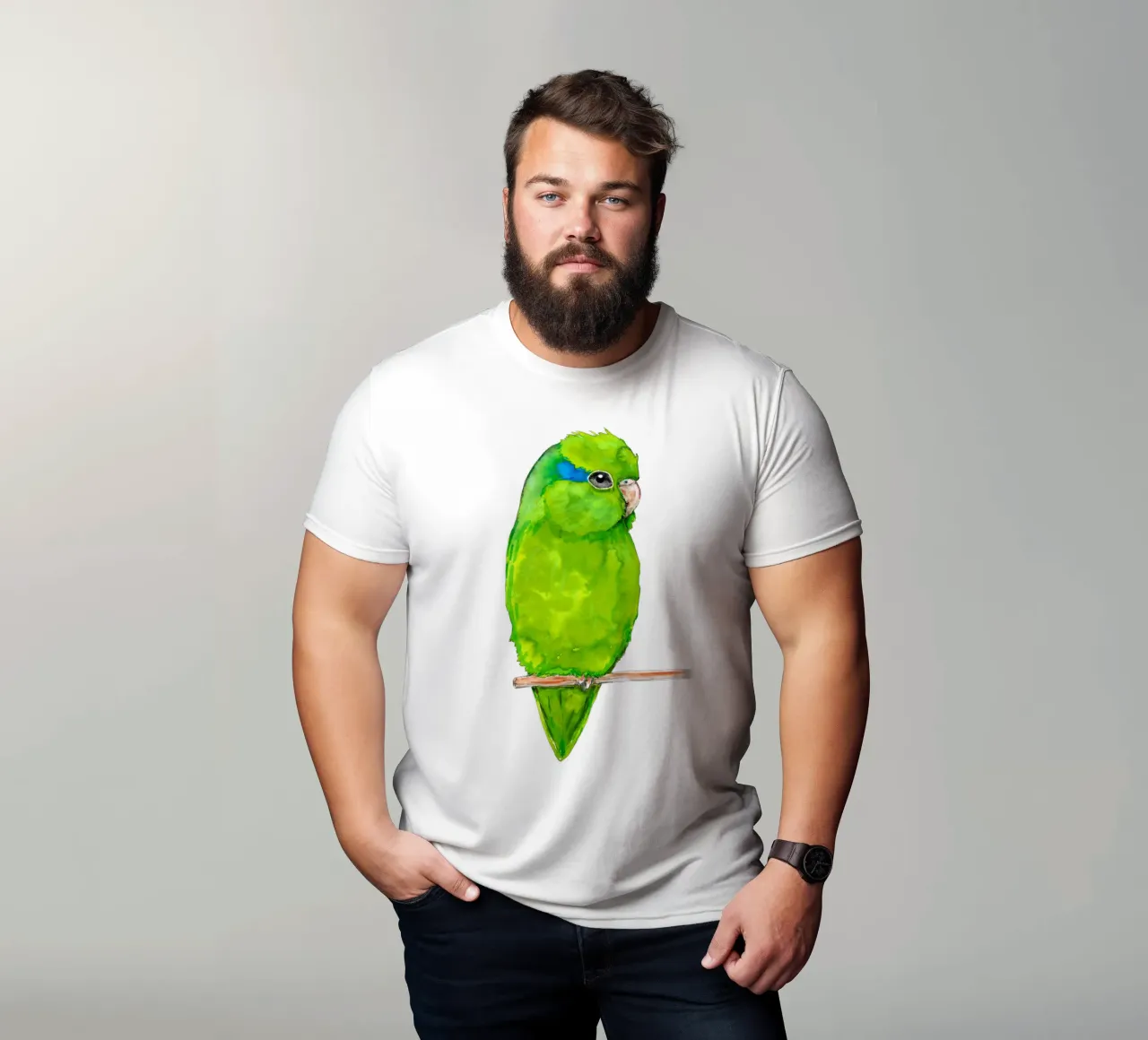 Pappagallino verde t-shirt da BwiseLizzy