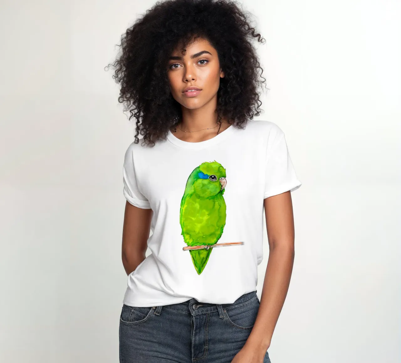 Perruche verte t-shirt ajusté pour femmes de BwiseLizzy