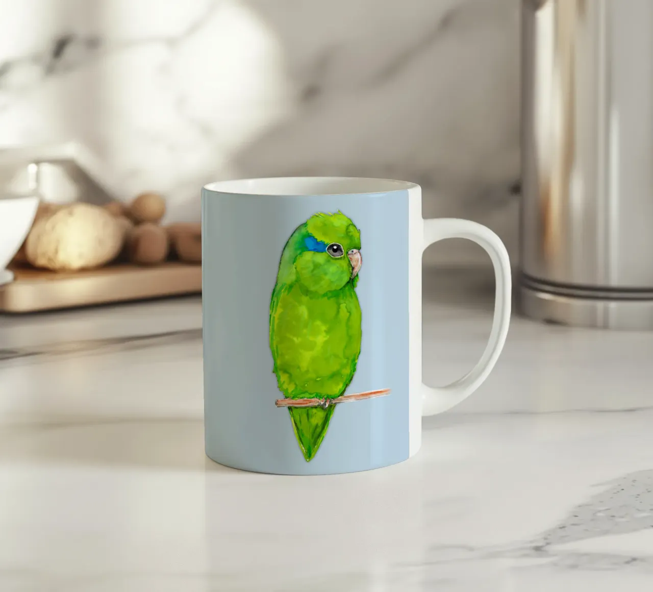 Pappagallino verde tazza in ceramica da BwiseLizzy