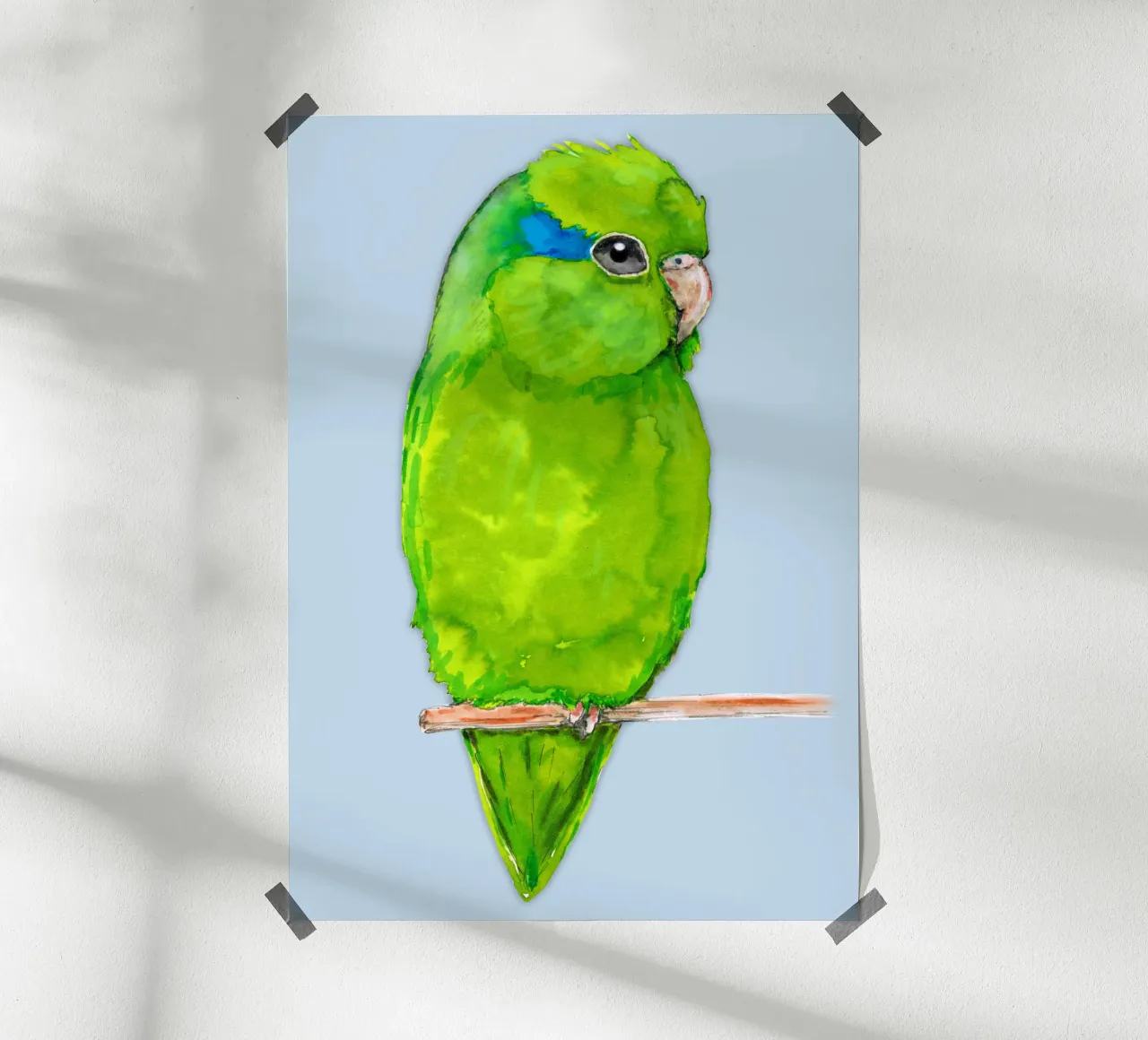 Pappagallino verde carta hahnemühle da BwiseLizzy