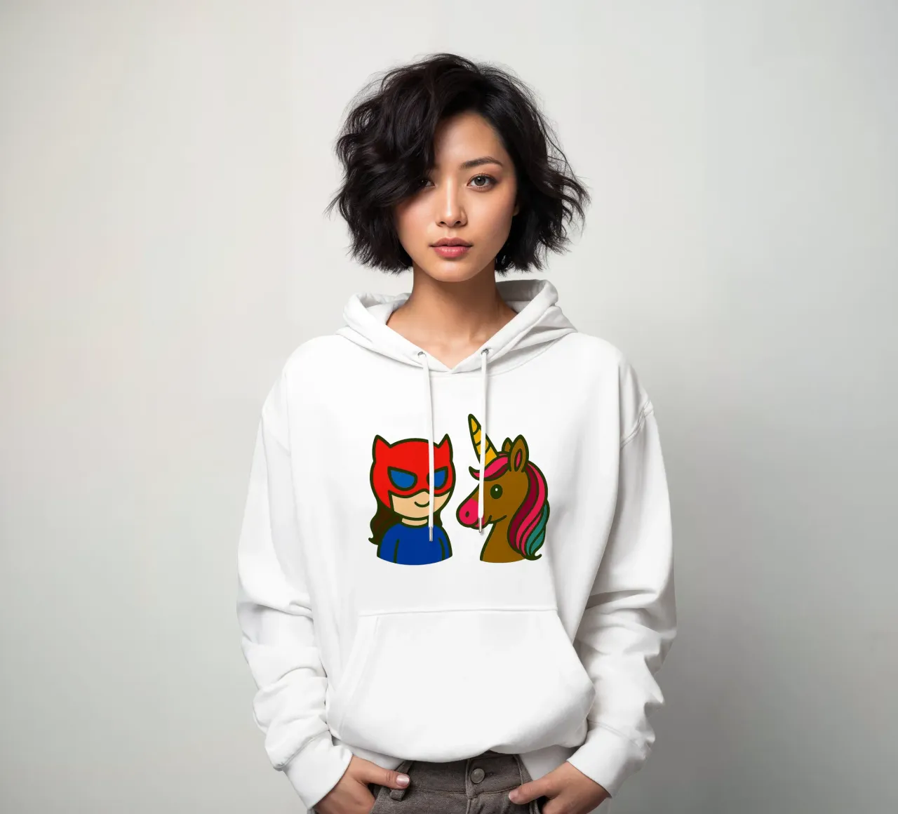 Einhorn & Superheldin felpa con cappuccio da Vintage Van Gogh