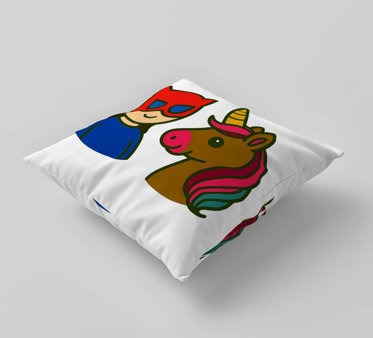 Einhorn & Superheldin cuscino da Vintage Van Gogh