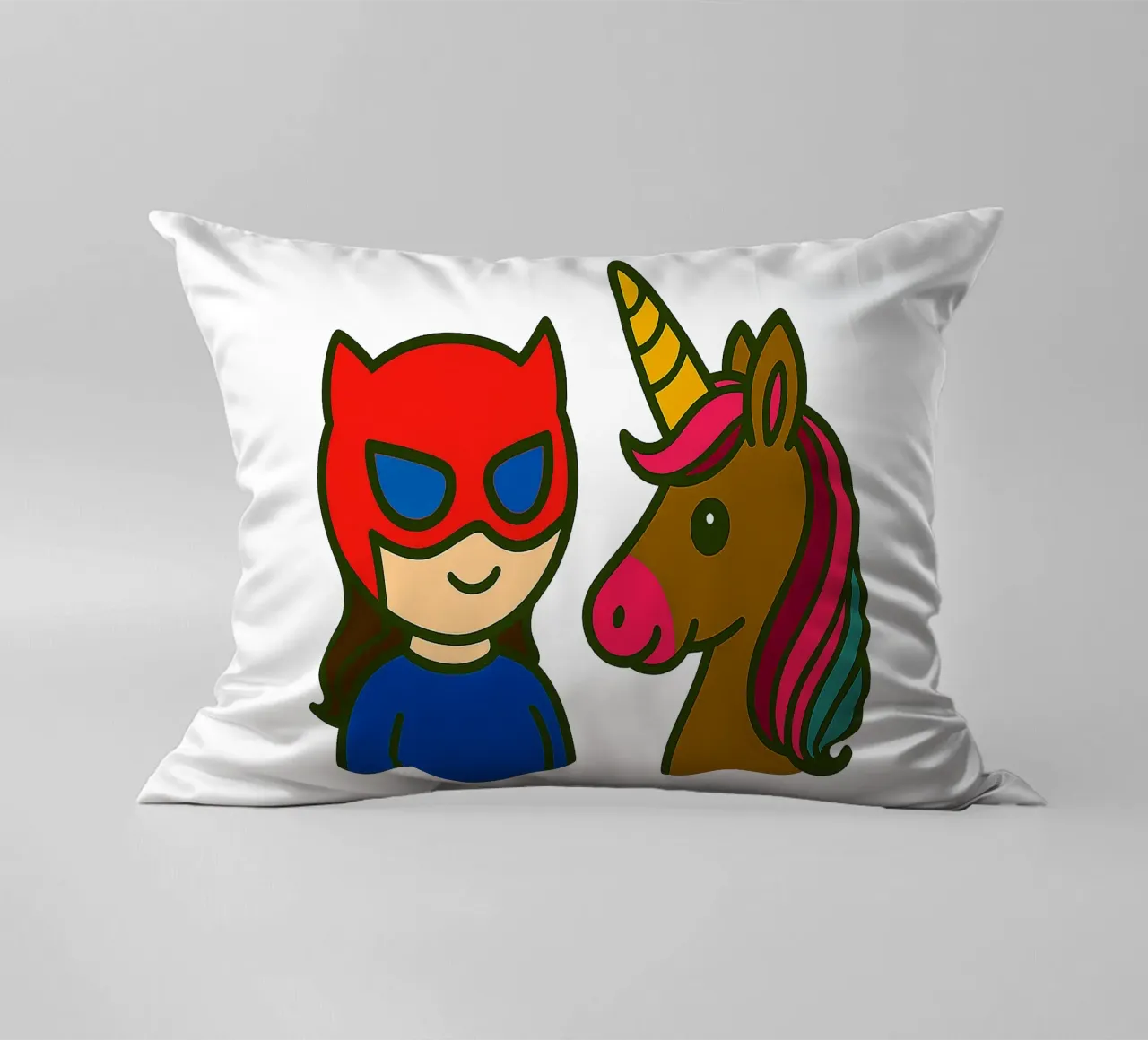 Einhorn & Superheldin cuscino da Vintage Van Gogh