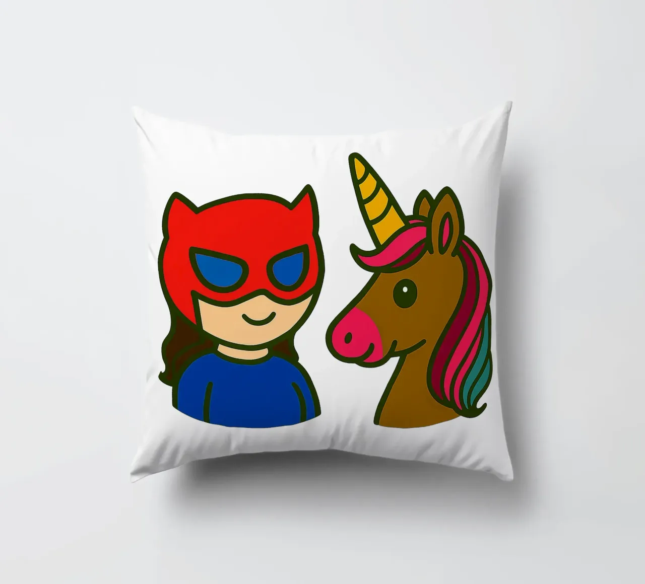 Einhorn & Superheldin cuscino da Vintage Van Gogh