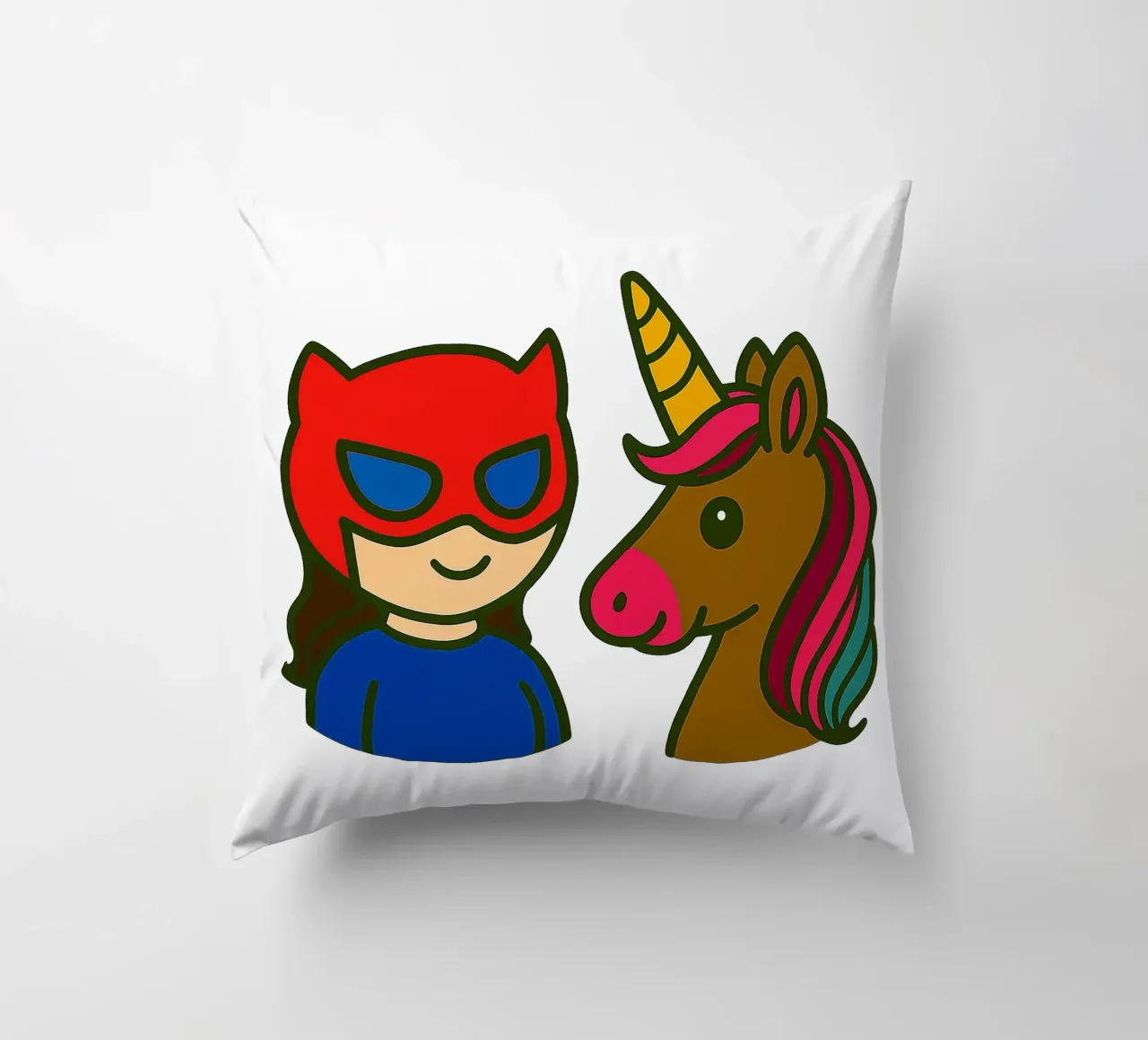 Einhorn & Superheldin cuscino da Vintage Van Gogh