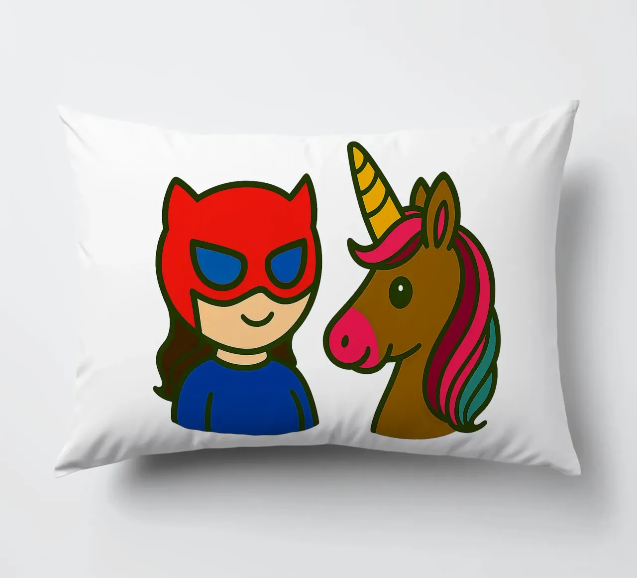 Einhorn & Superheldin cuscino da Vintage Van Gogh