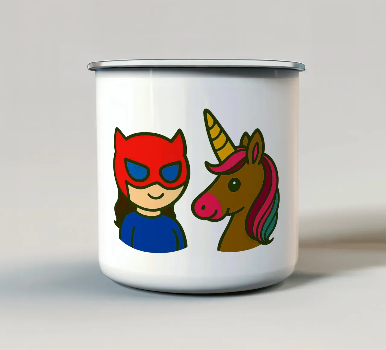 Einhorn & Superheldin tazza in smalto da Vintage Van Gogh