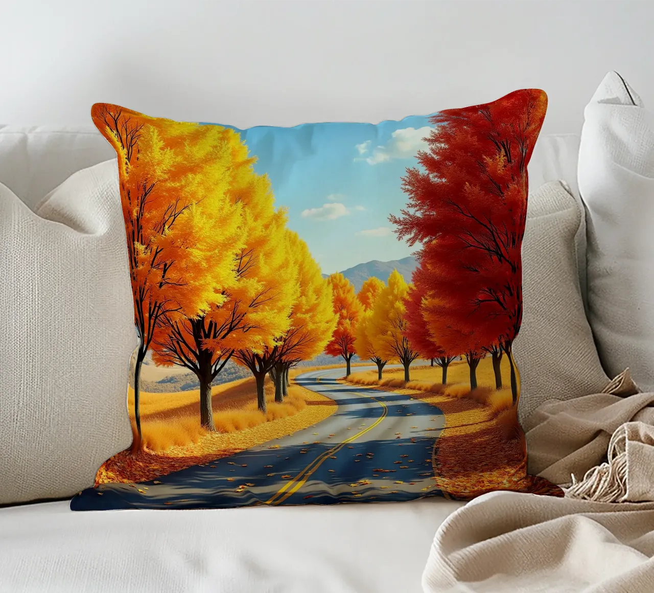 Albero_alleato_autunno_2 cuscino da Fantasie & Mystikwelten by LK