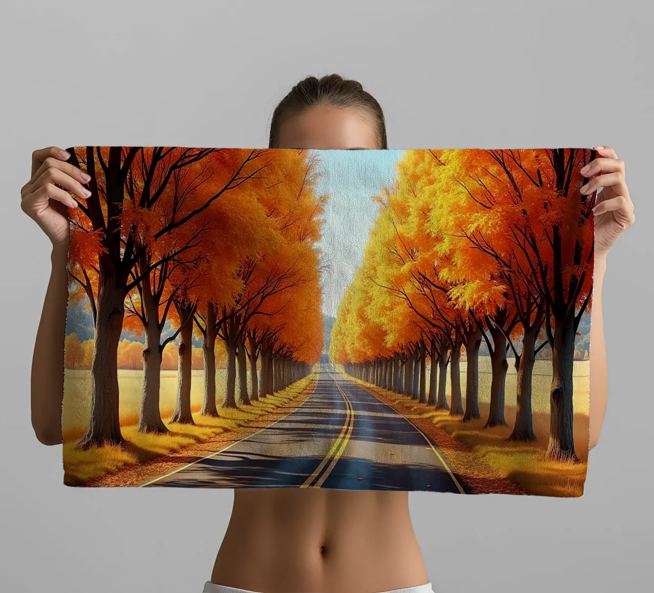 Albero_alleato_autunno_3 asciugamano da bagno da Fantasie & Mystikwelten by LK