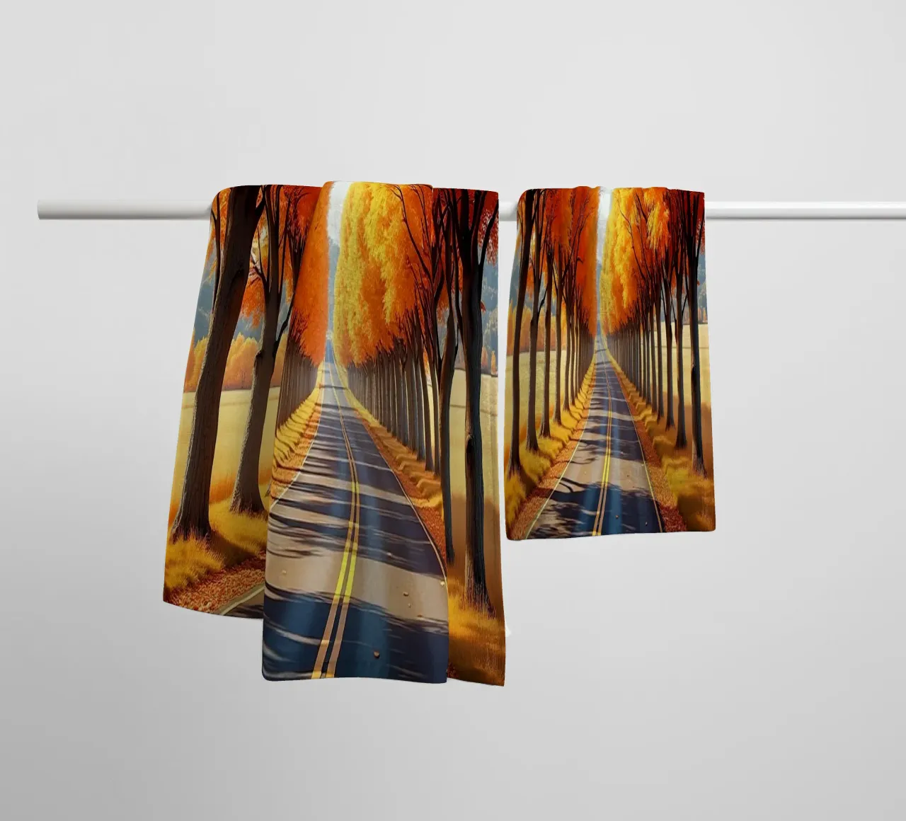 Albero_alleato_autunno_3 asciugamano da bagno da Fantasie & Mystikwelten by LK