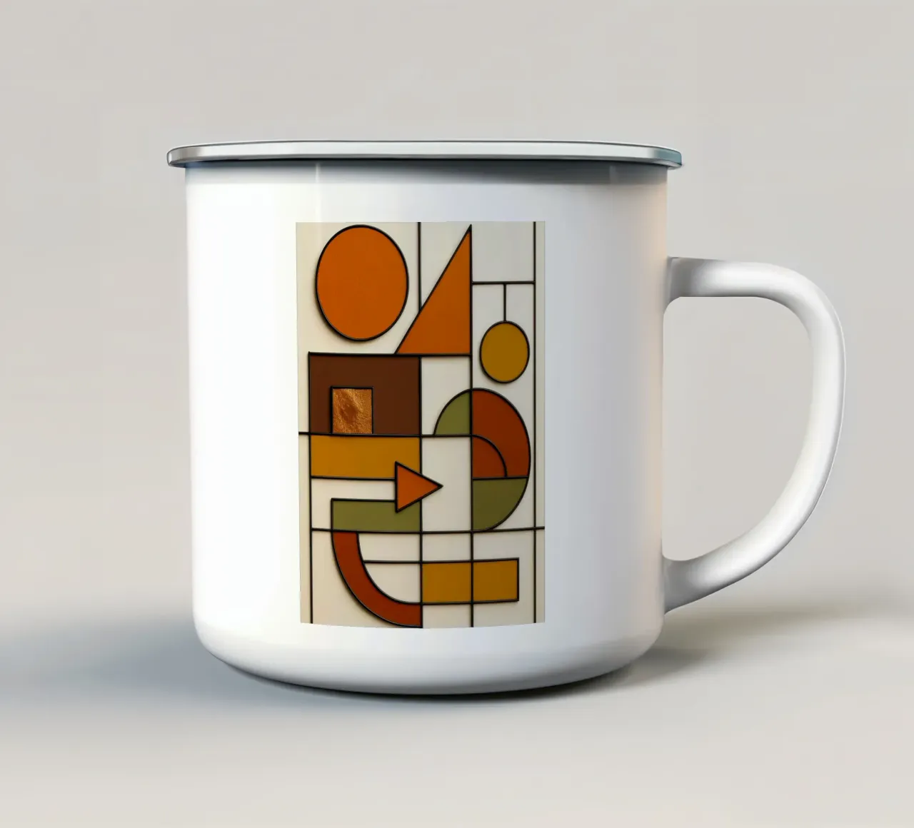 Geometria autunnale Bauhaus in movimento tazza in smalto da ARTOMATIC