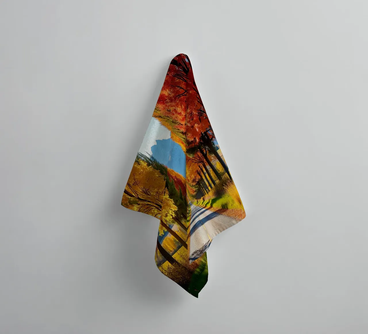 Albero_alleato_autunno_7 asciugamano da bagno da Fantasie & Mystikwelten by LK
