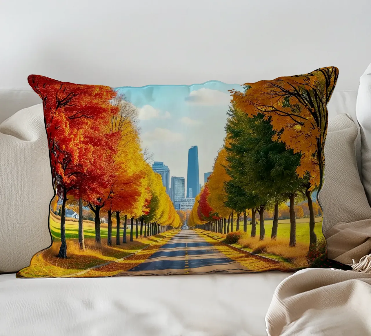 Albero_alleato_autunno_9 cuscino da Fantasie & Mystikwelten by LK