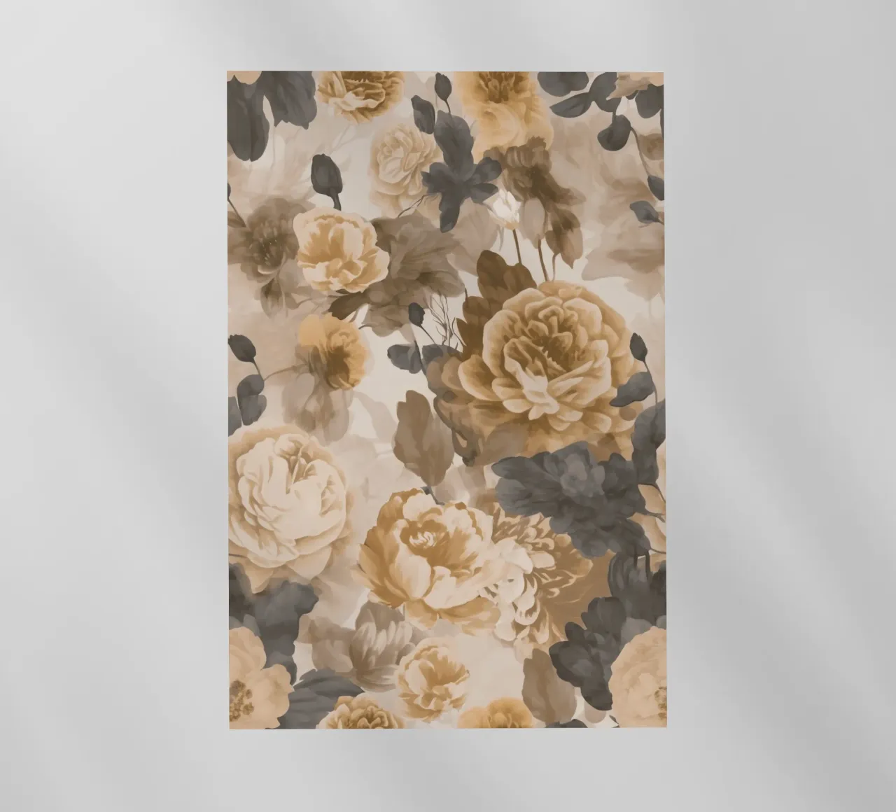 Rose barocche design floreale nostalgico in beige marrone scuro C pellicola backlit da Andrea Haase Vintage World