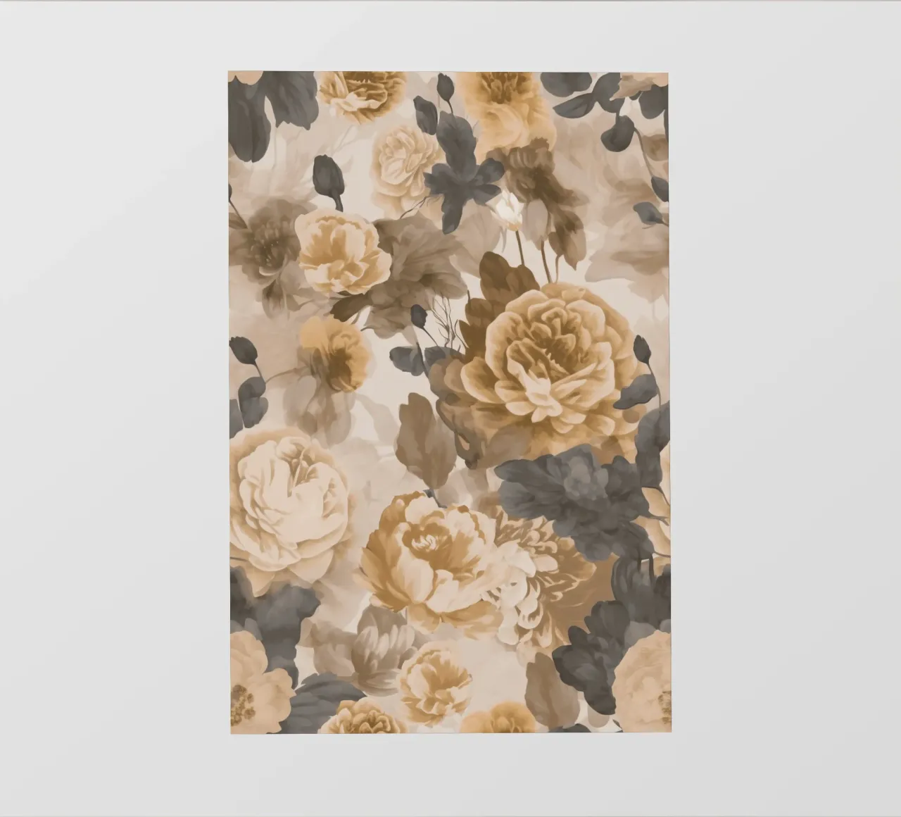 Rose barocche design floreale nostalgico in beige marrone scuro C telo in pvc da Andrea Haase Vintage World