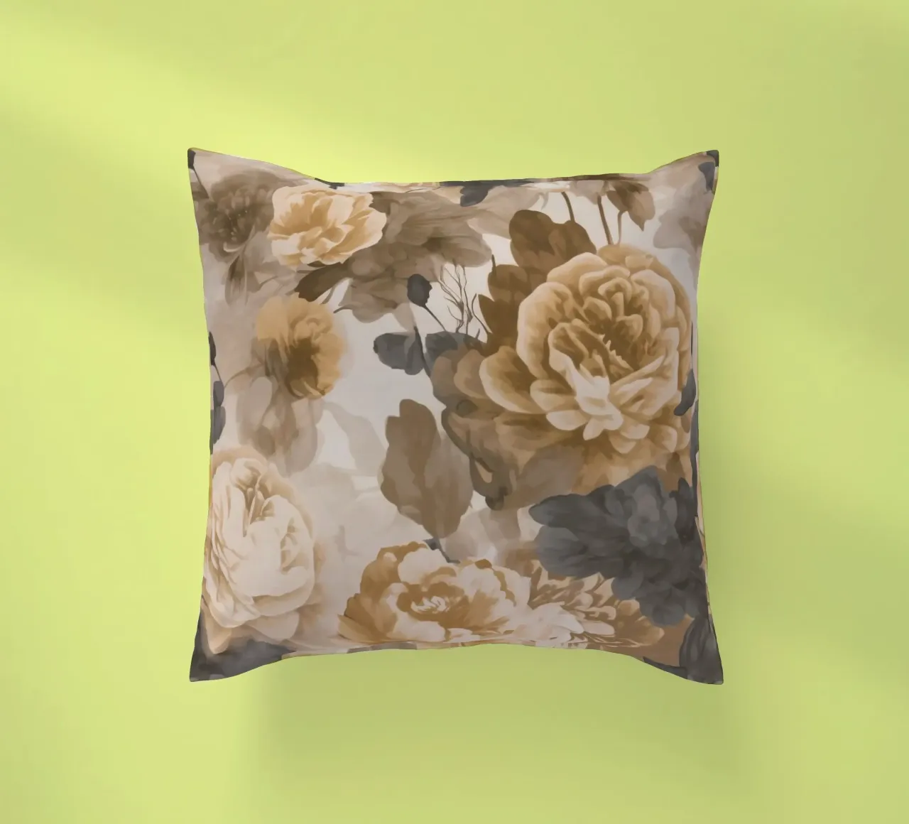 Rose barocche design floreale nostalgico in beige marrone scuro C cuscino da Andrea Haase Vintage World