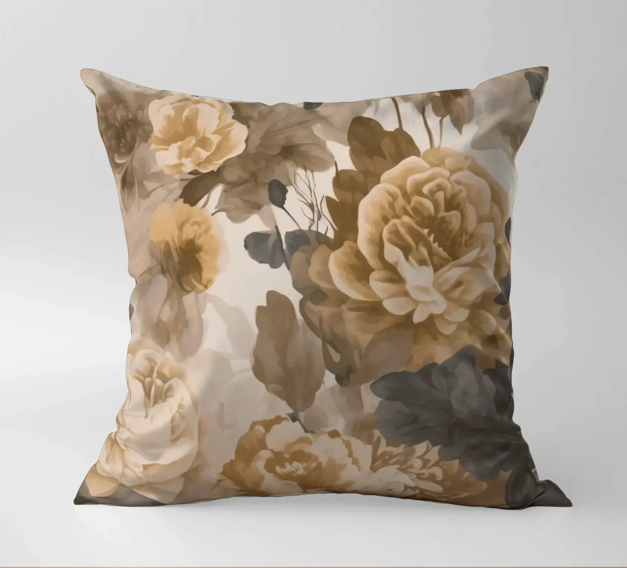 Rose barocche design floreale nostalgico in beige marrone scuro C cuscino da Andrea Haase Vintage World