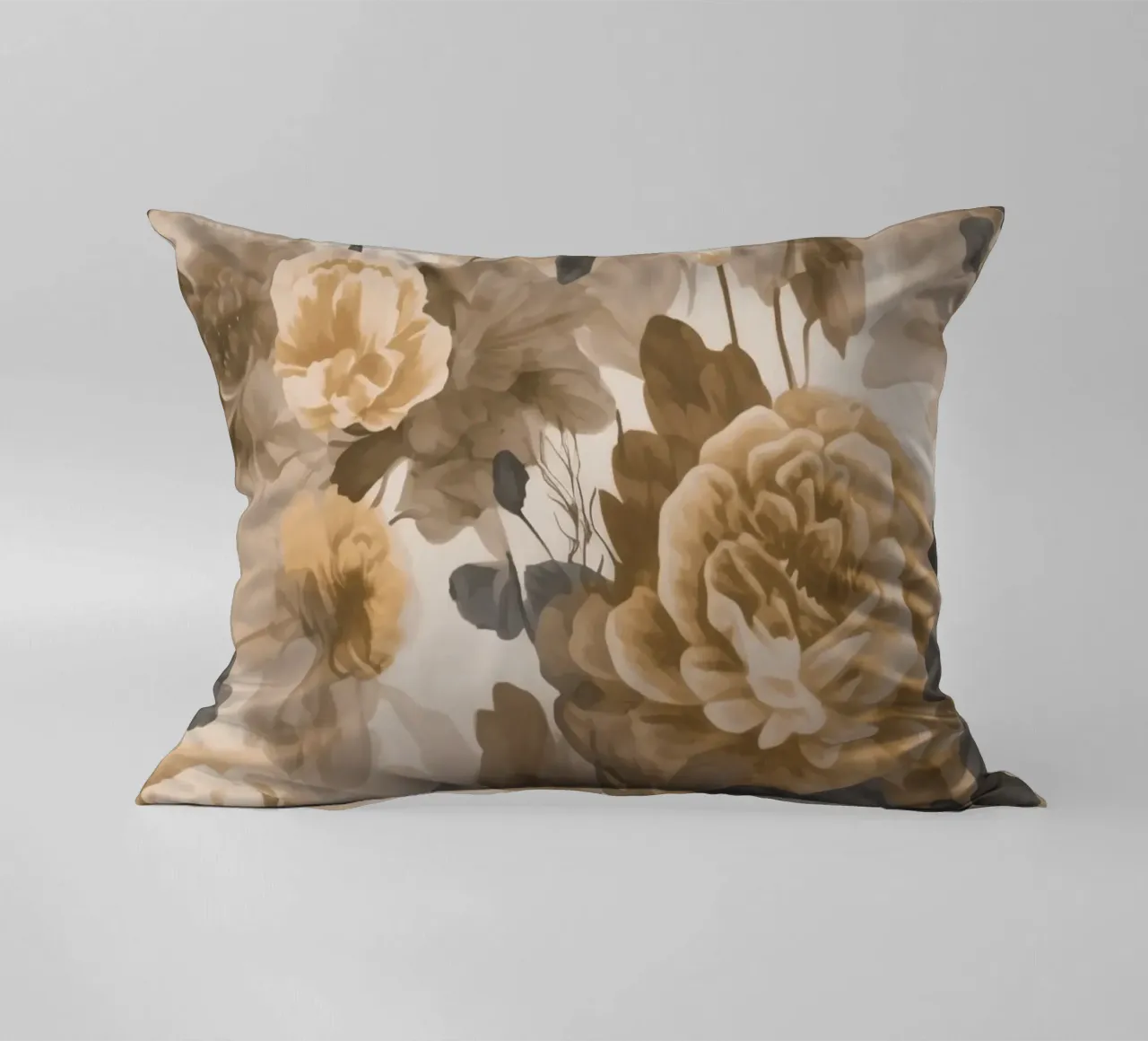 Rose barocche design floreale nostalgico in beige marrone scuro C cuscino da Andrea Haase Vintage World