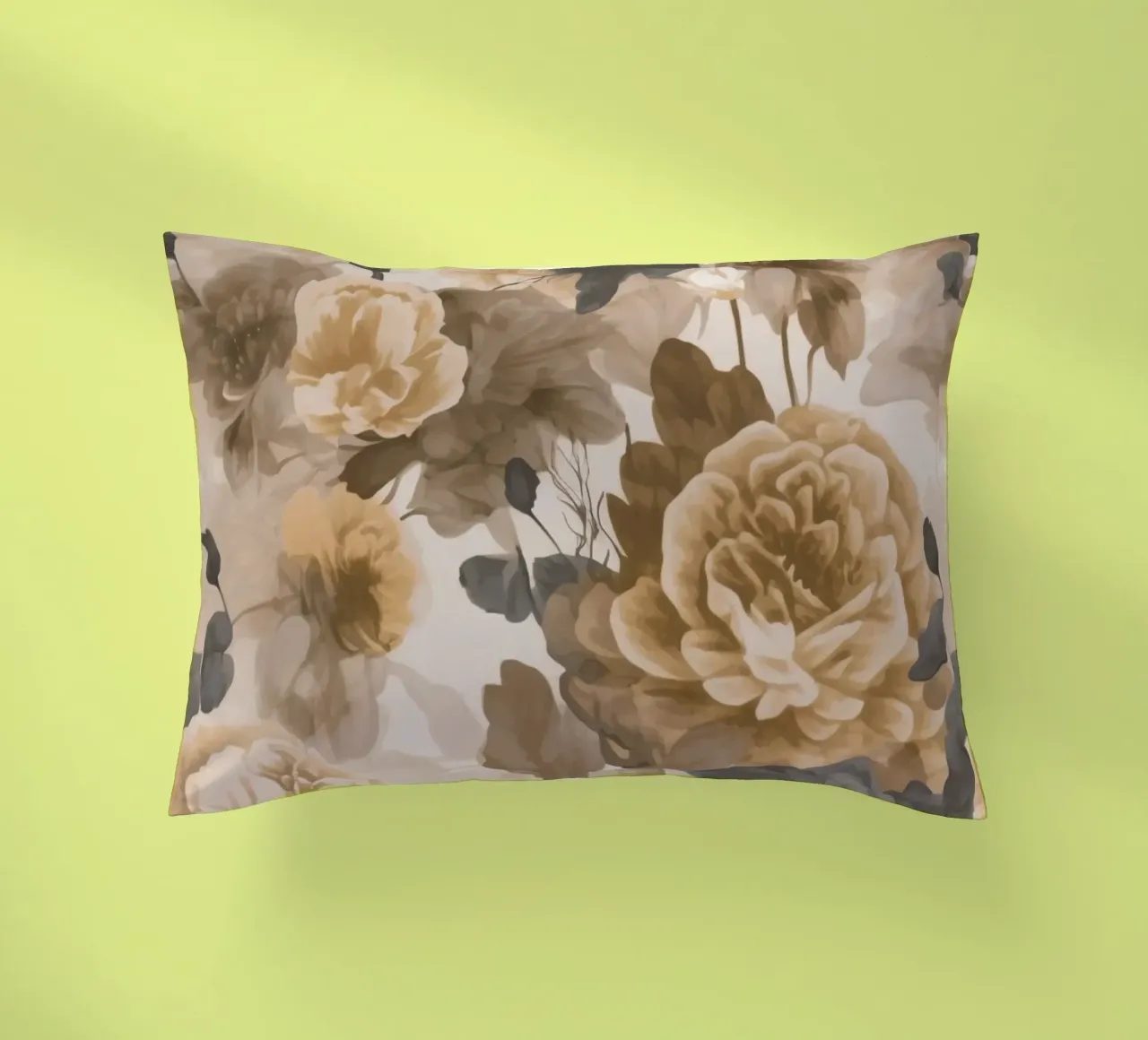 Rose barocche design floreale nostalgico in beige marrone scuro C cuscino da Andrea Haase Vintage World