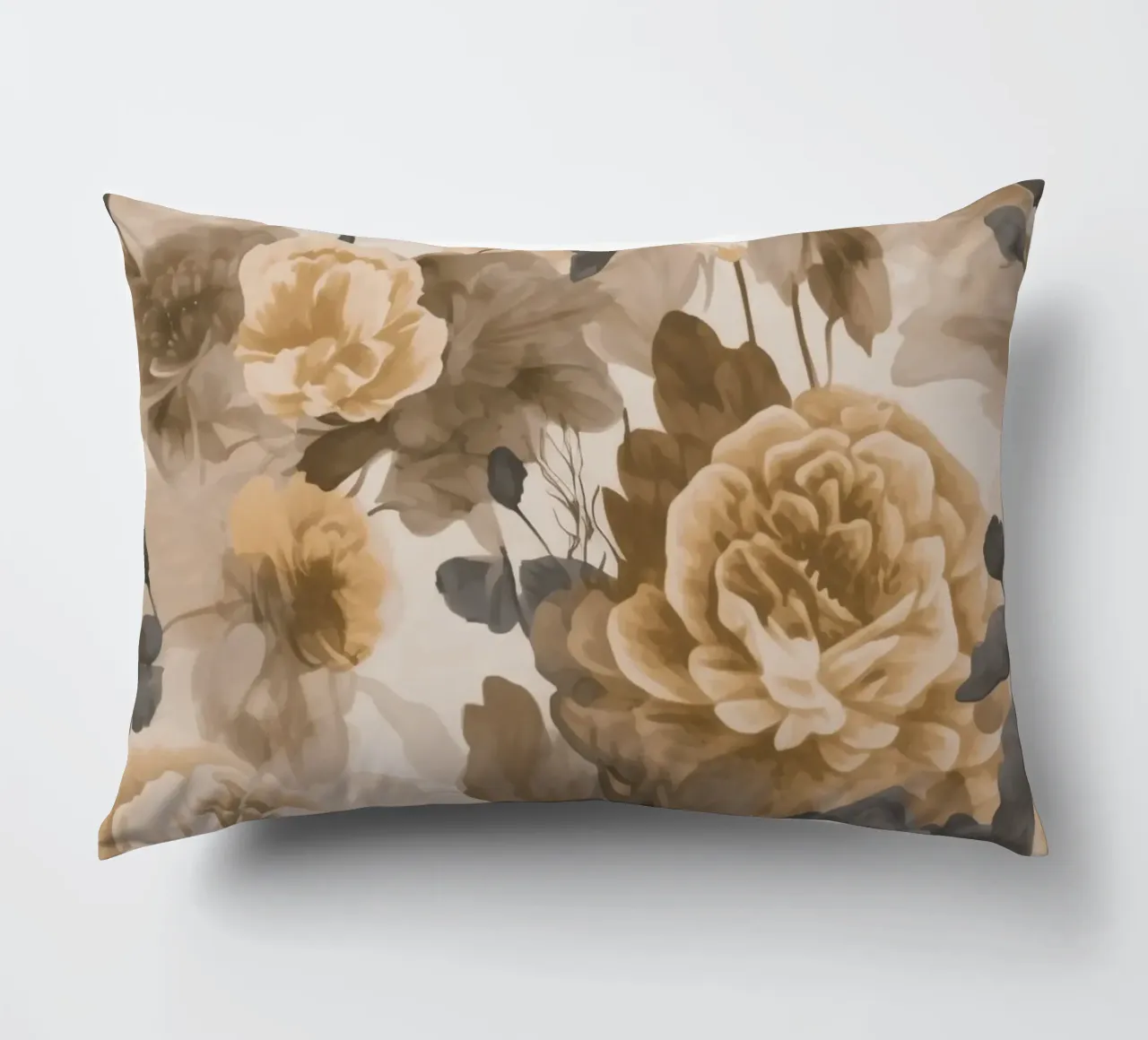 Rose barocche design floreale nostalgico in beige marrone scuro C cuscino da Andrea Haase Vintage World