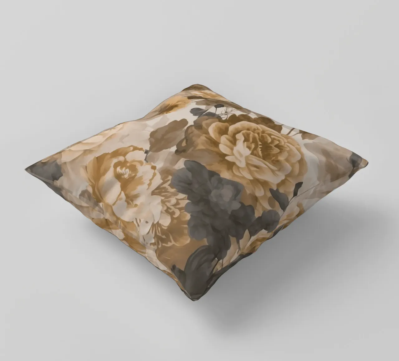 Rose barocche design floreale nostalgico in beige marrone scuro C cuscino da Andrea Haase Vintage World